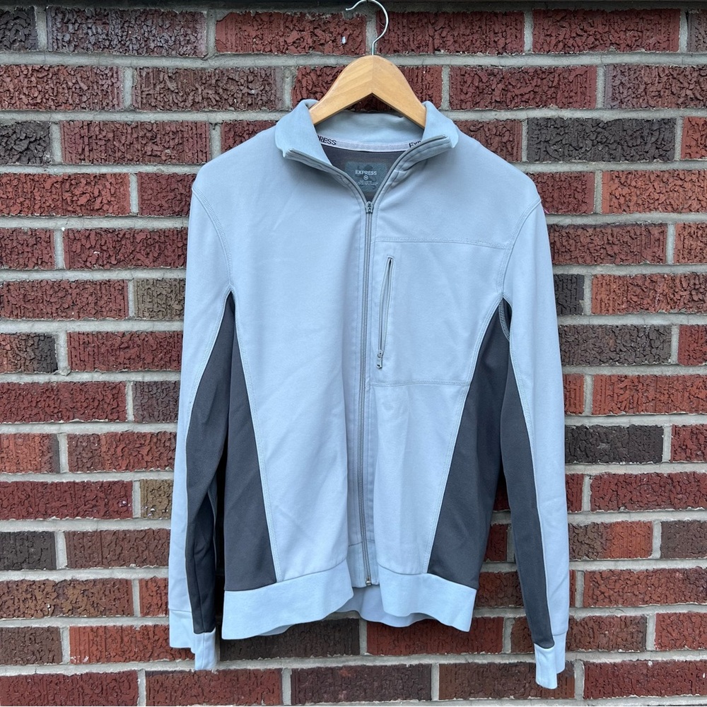 Express Light Gray and Dark Gray Full Zip Up Jacket